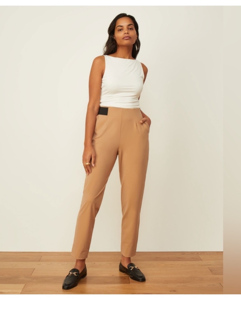 ADAY Turn It Around Straight Leg Elastic-Waist Pull-On Dress Pants Tan Medium